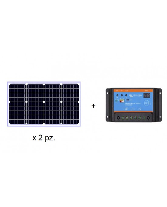 Impianto Fotovoltaico 50W - 12V - Kit con Regolatore di Carica e
